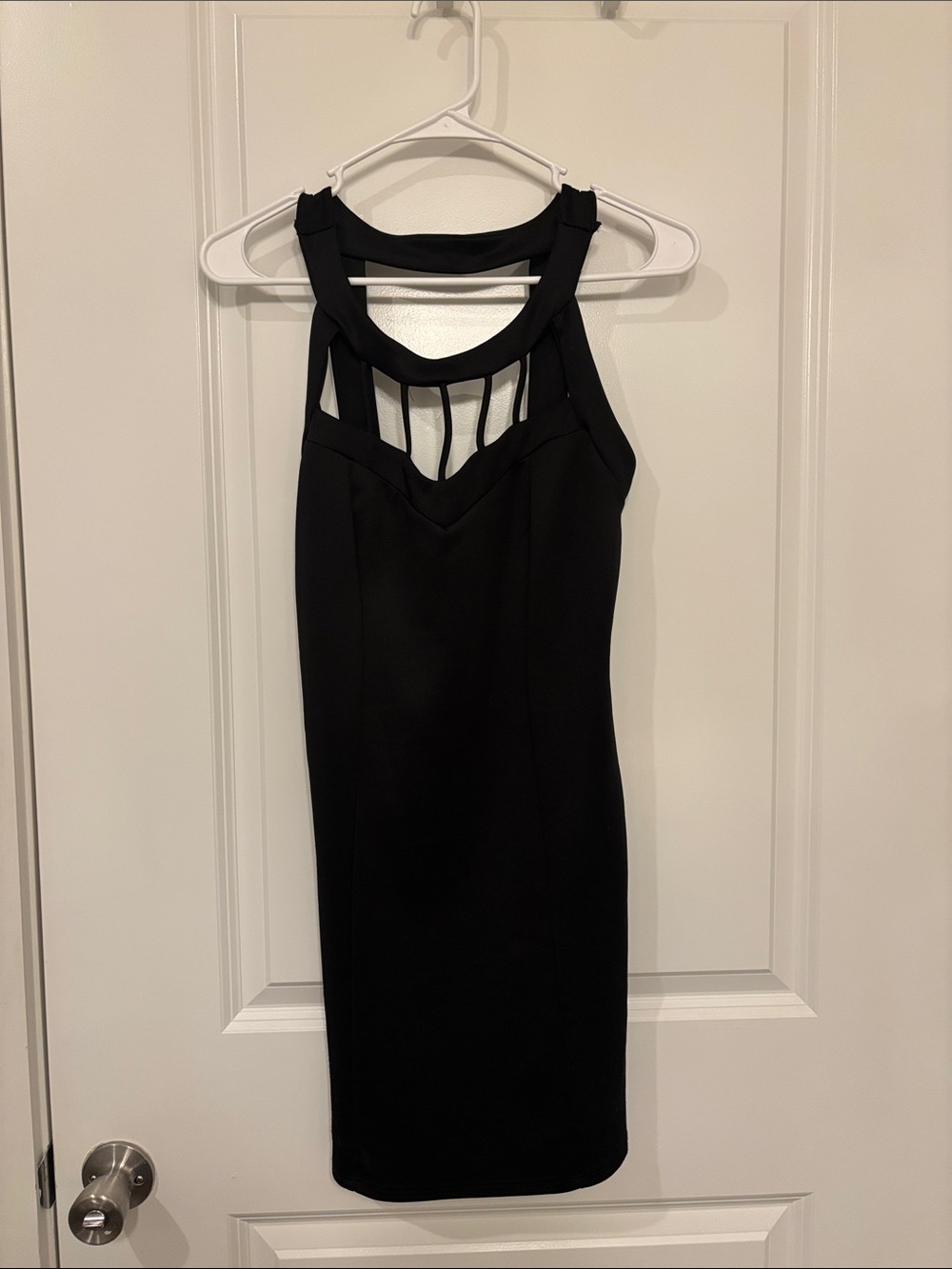 Black Midi Dress with Strappy Neckline